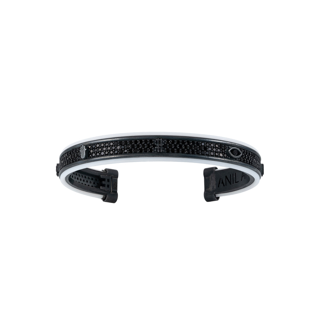 New Protecting Riviere Bangle bracelet- SILVER& BLACK DIAMONDS