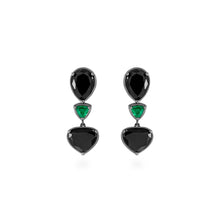 Load image into Gallery viewer, Emeralds &amp; Black Diamonds- earrings
