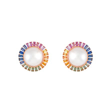 Load image into Gallery viewer, Rainbow sapphires &amp; Pearls earrings
