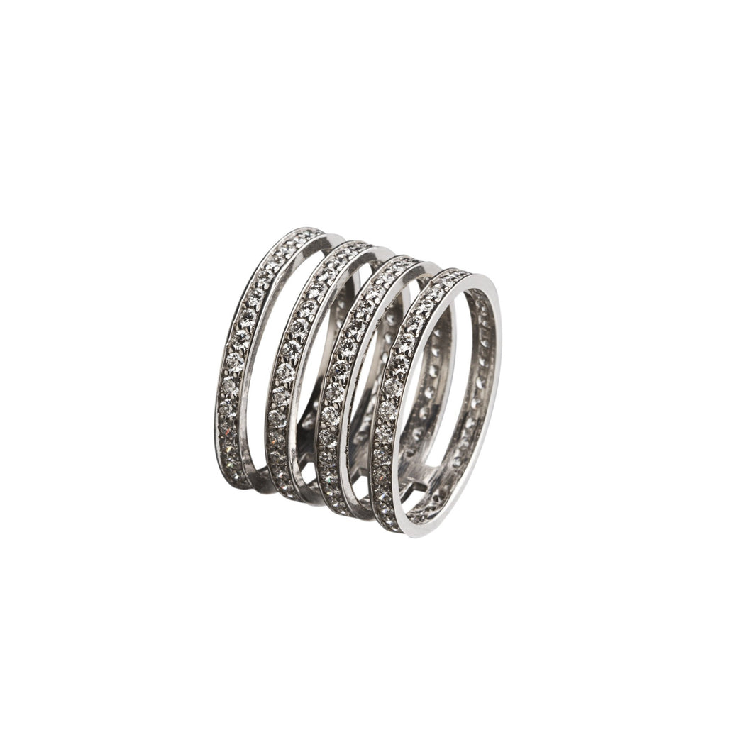 4 hoops Ring - White Gold