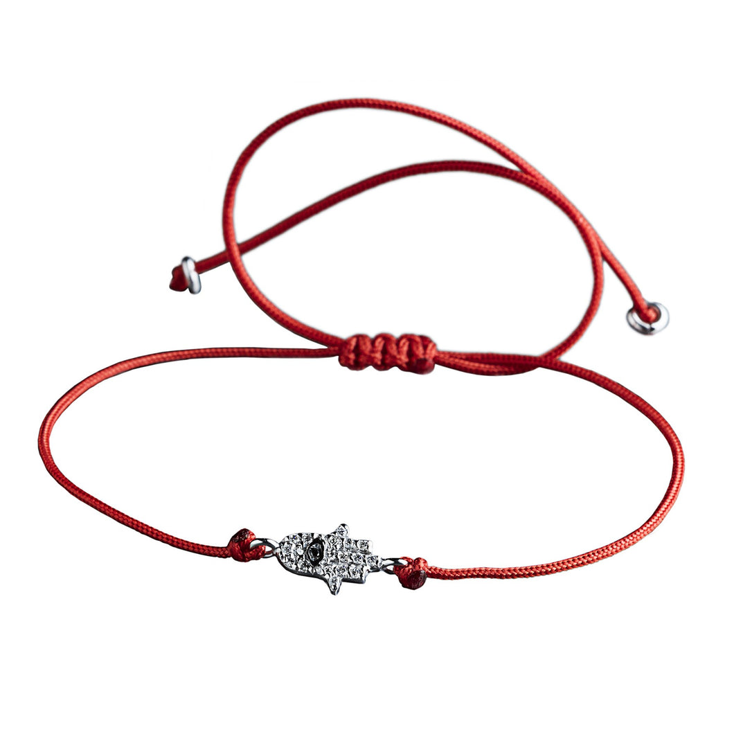 Mini hamsa Red bracelet - White Gold