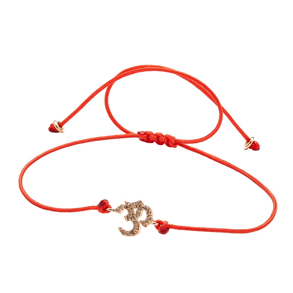 Mini Omm bracelet - Rose Gold - Red Macrame