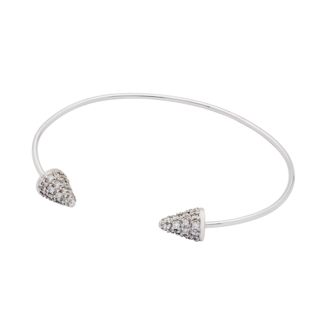 Double spikes bracelet - White gold & white