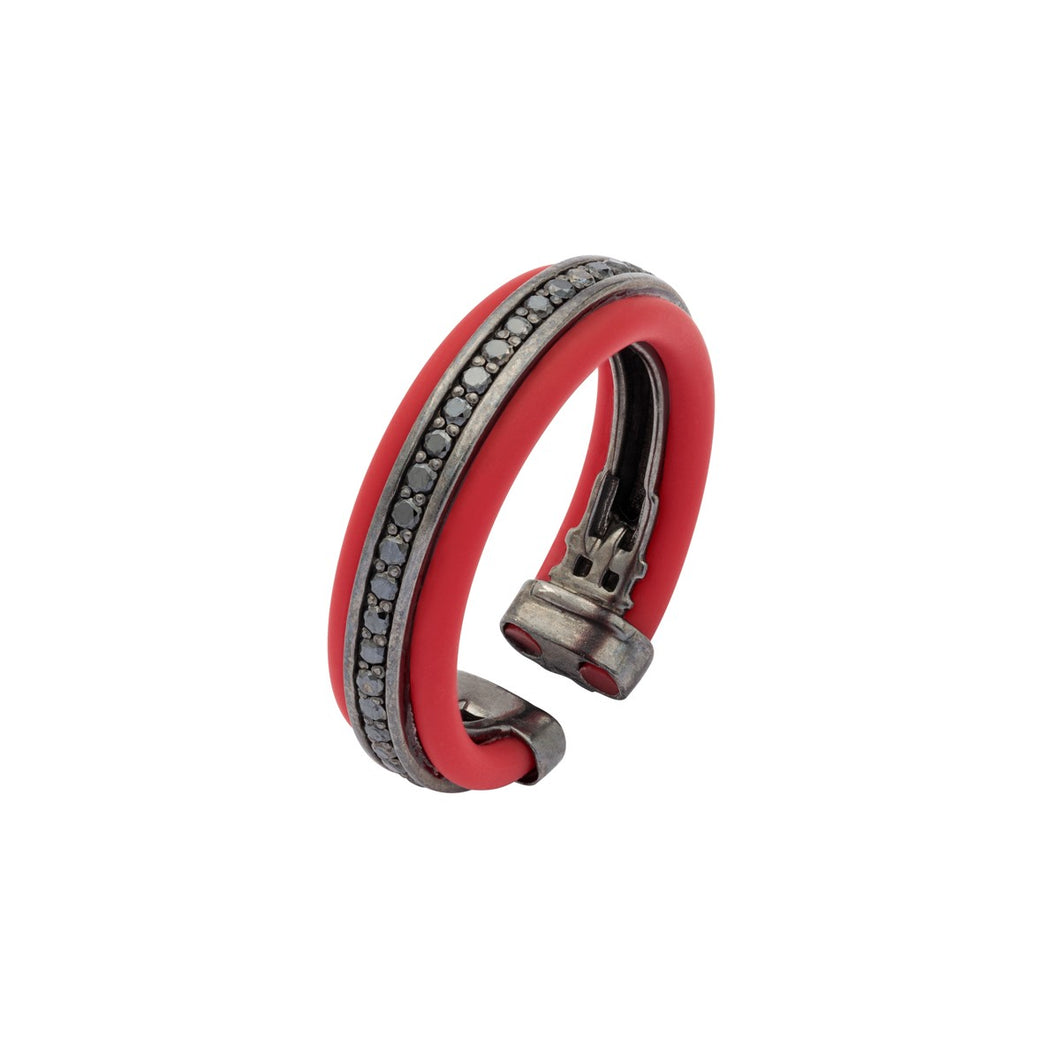 Protecting Silver Ring - red rubber