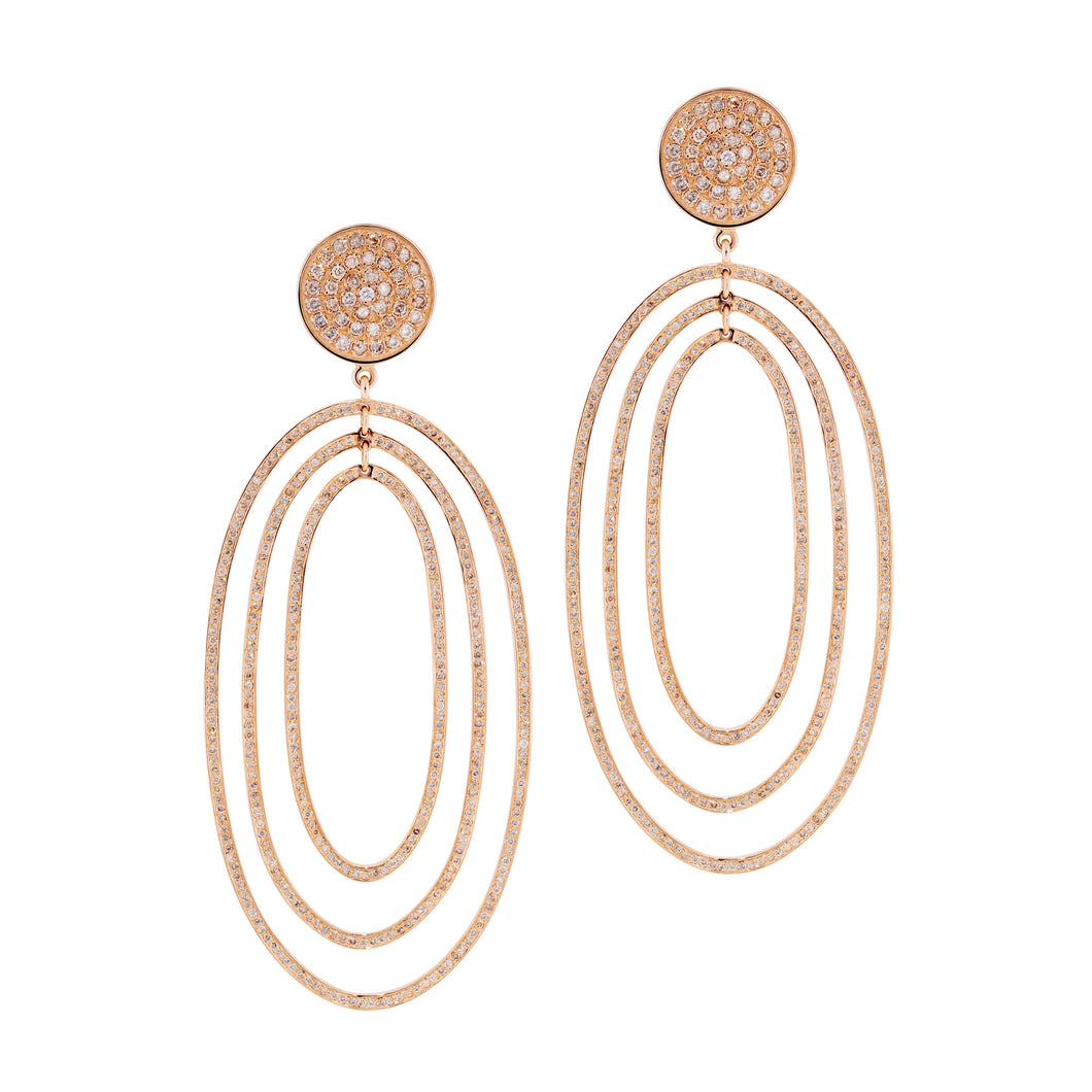 Oval Earrings - Rose Gold & Brown Diamonds