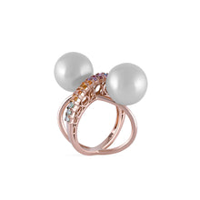 Load image into Gallery viewer, Double hoop Ring- Pearls&amp; Rainbow
