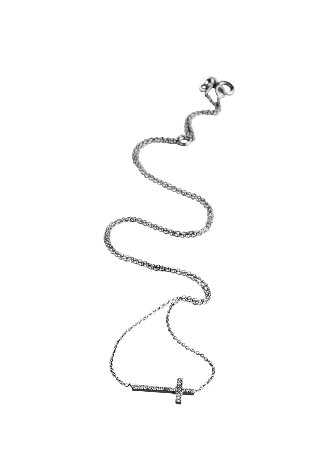 Mini Cross Necklace - White Gold