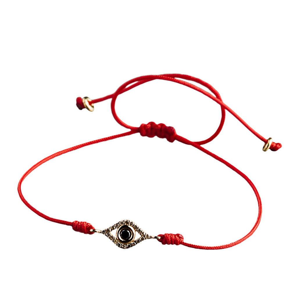 Mini Evil Eye Red Bracelet - Rose Gold