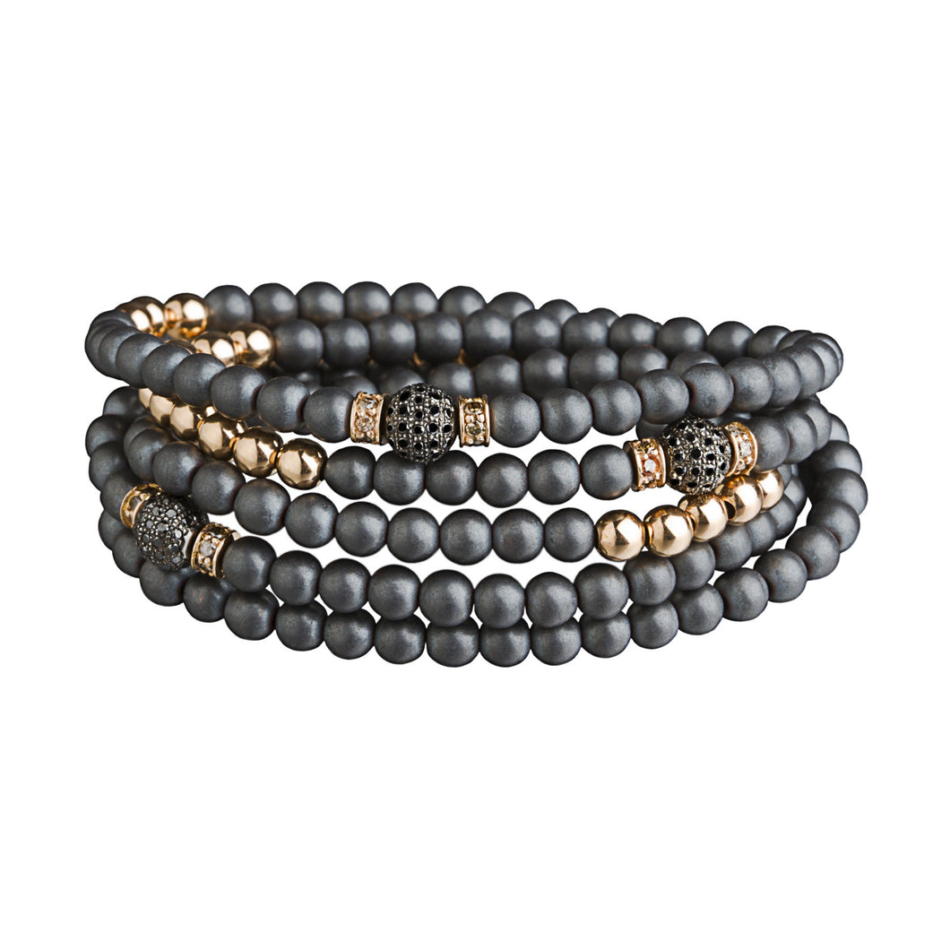 4 Tours Beads Bracelet/Necklace - Hematite