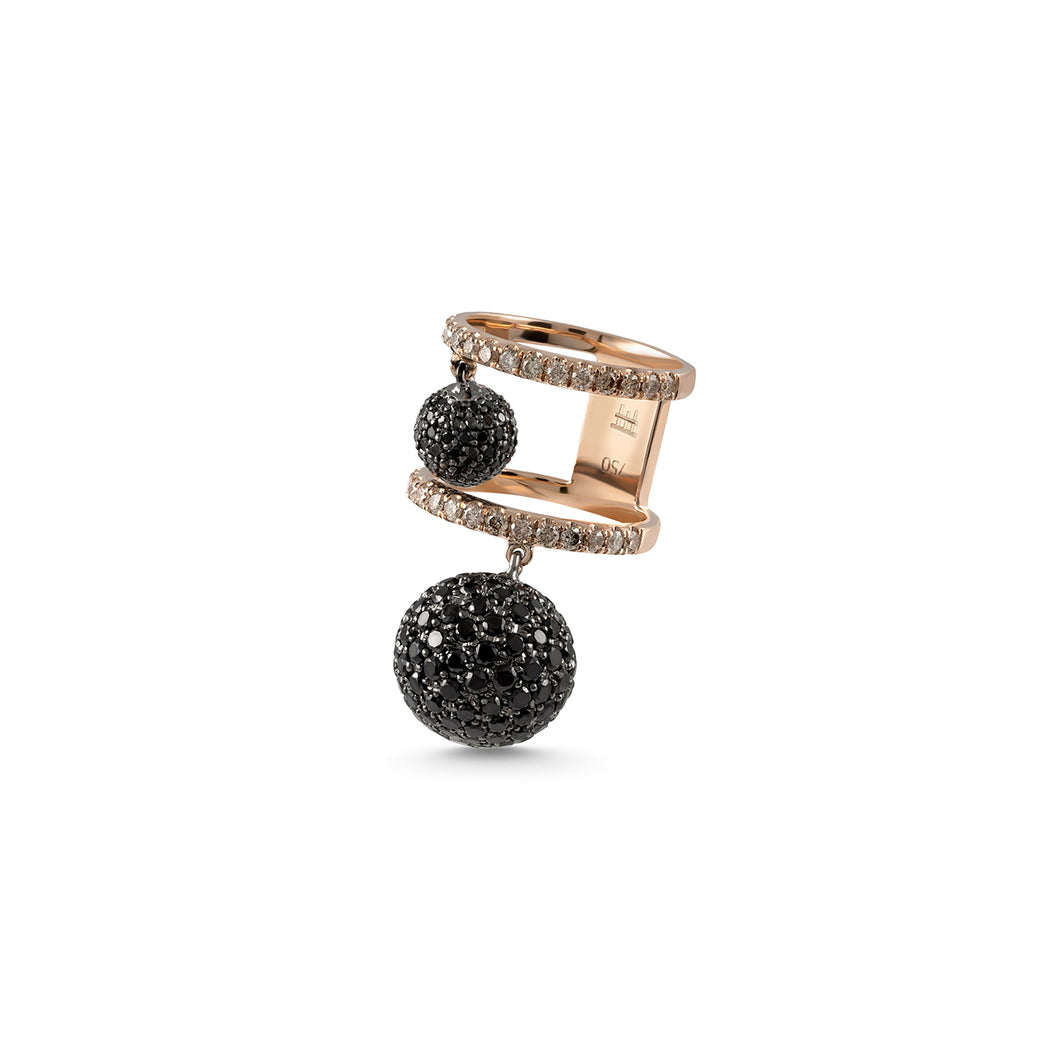 Ring - Rose & Two Black Beads