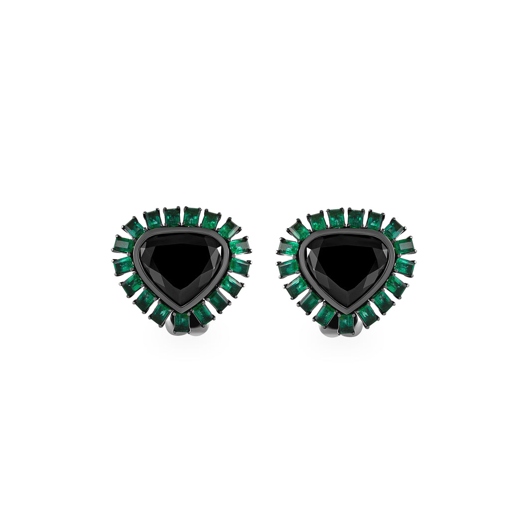 Black Diamonds & Emeralds - earrings