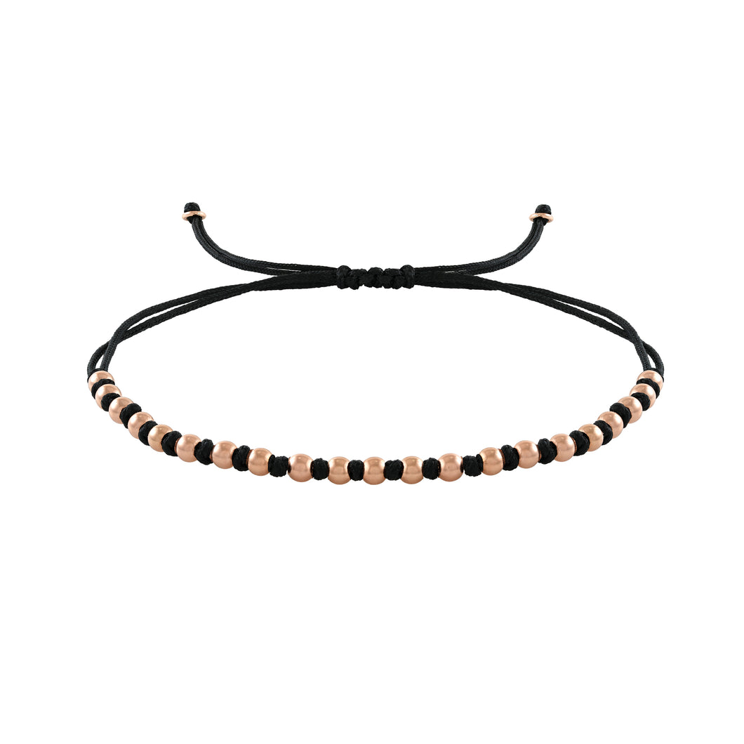 21 rose gold beads - black macrame