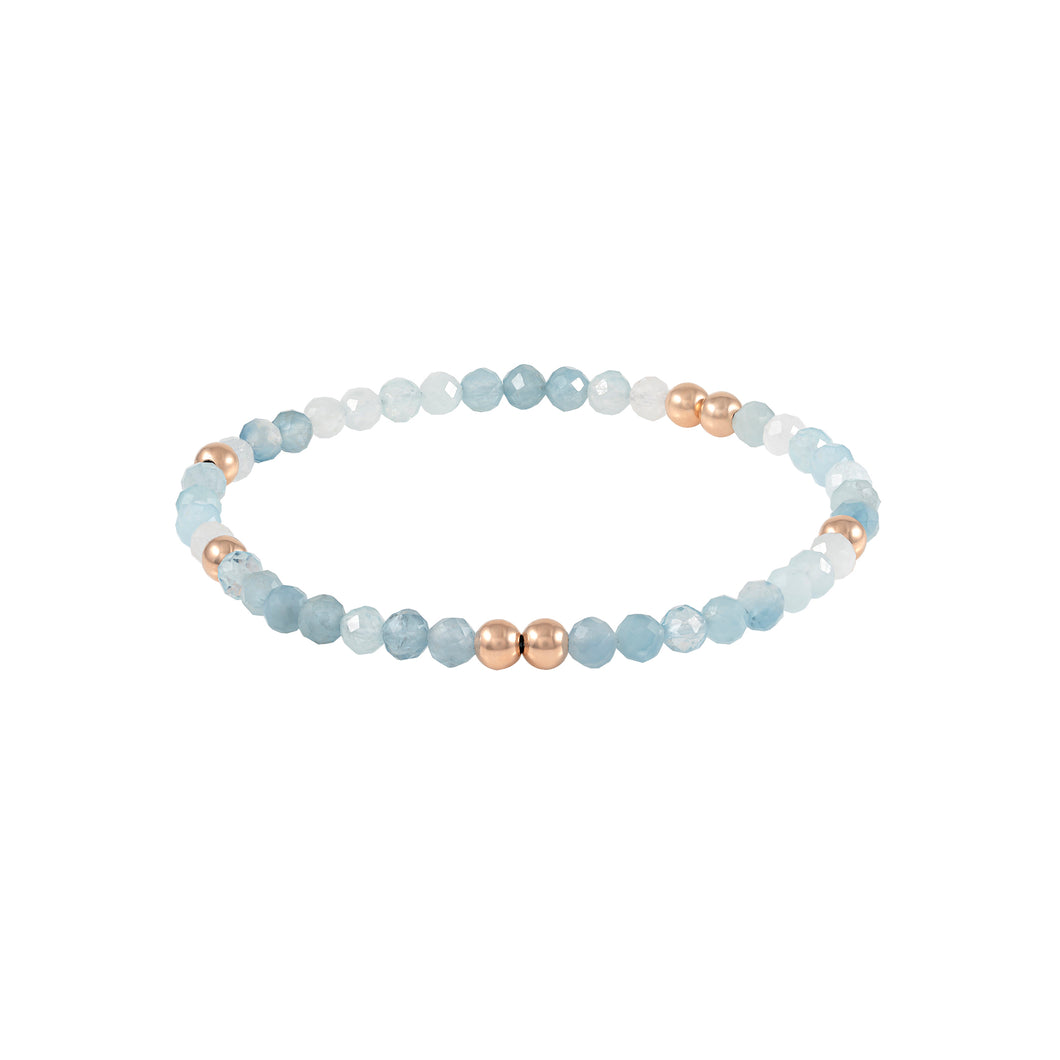 Aquamarine Energy bracelet- rose gold beads