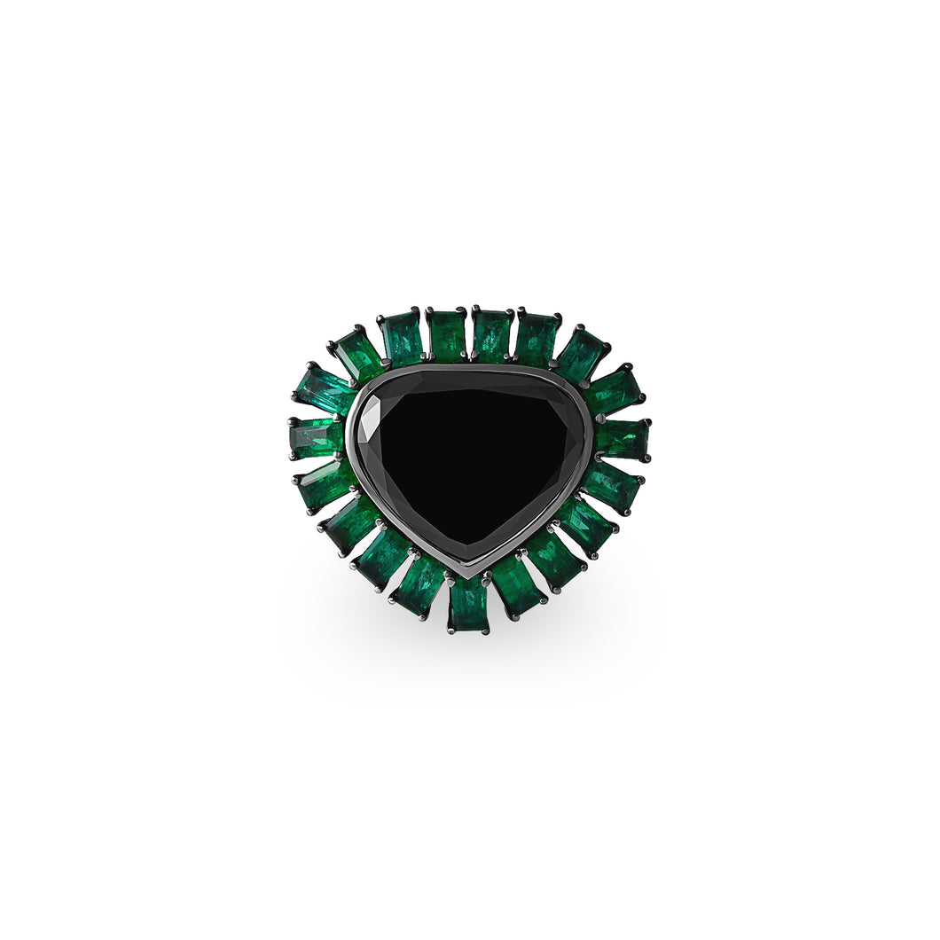 Black Diamond & Emeralds- ring