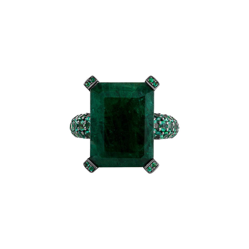 Emeralds & Black Gold- ring