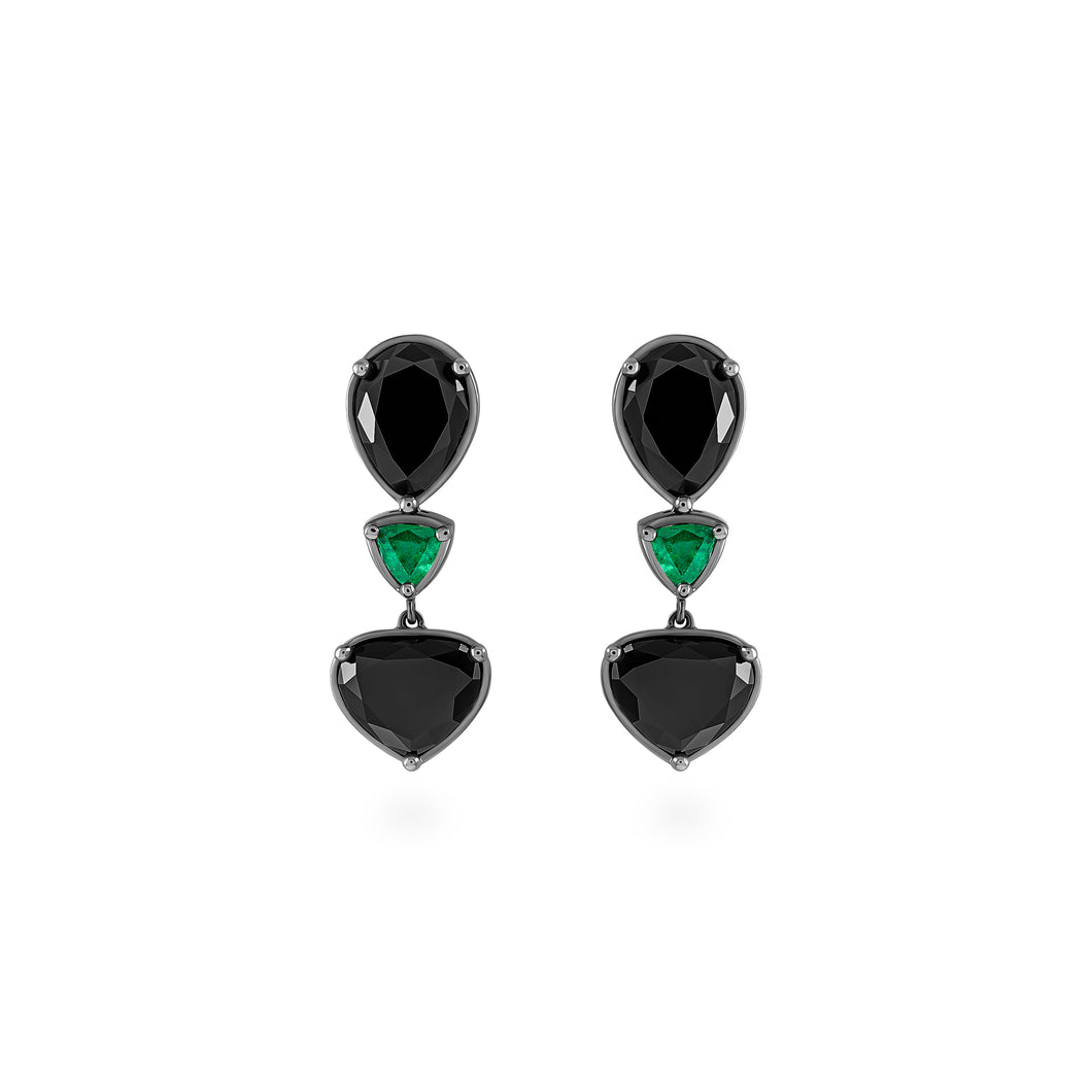 Emeralds & Black Diamonds- earrings