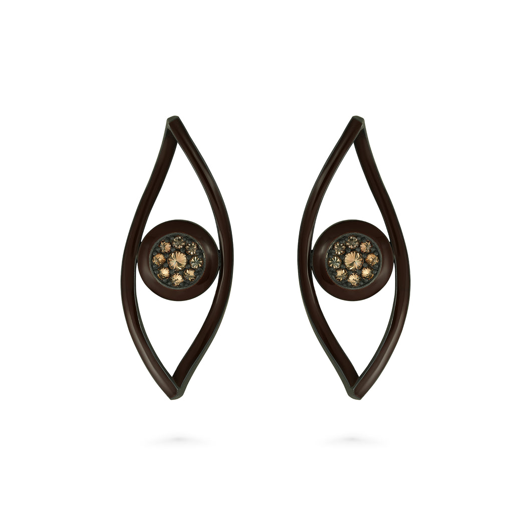 Brown Enamel-Evil Eye earrings