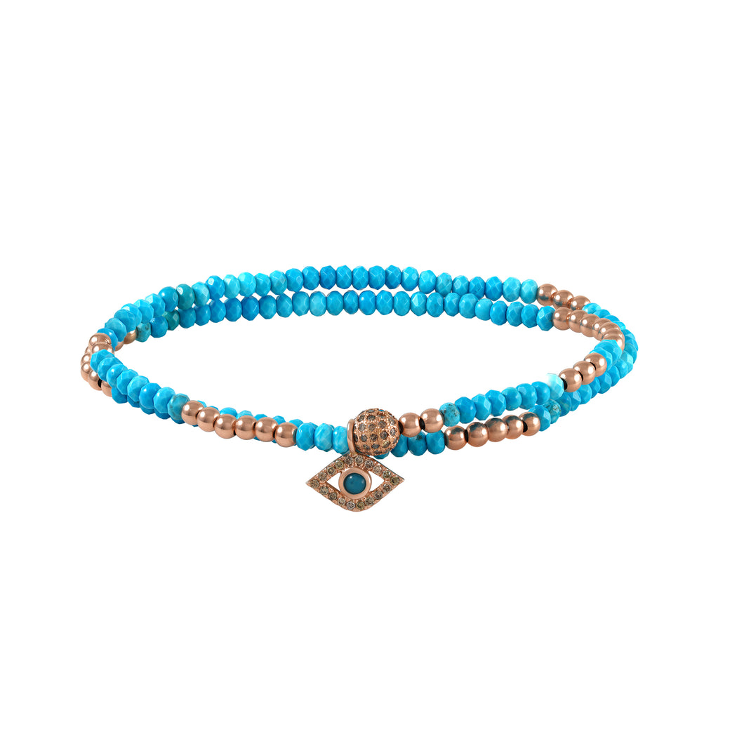 Turquoise double tour- Gold&Diamonds