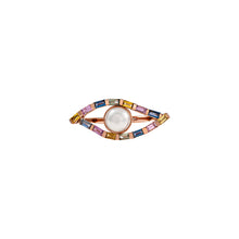 Load image into Gallery viewer, Baguette Cut Natural sapphires- Pearl&amp; Gold ring
