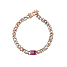 Load image into Gallery viewer, Pink Topaz&amp; Diamonds- Reversible chain bracelet
