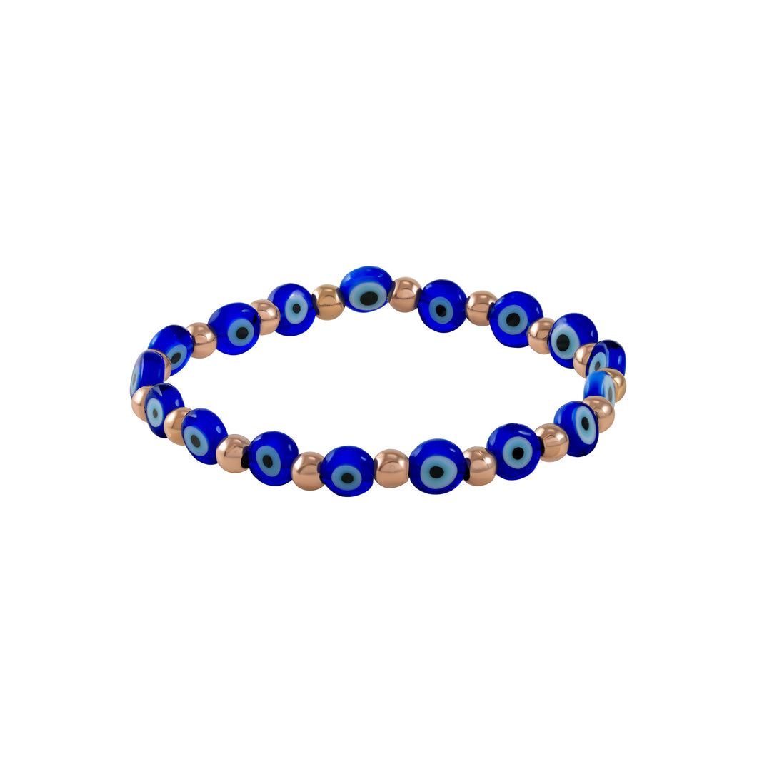 Baby blue & white multi eyes- gold bracelet