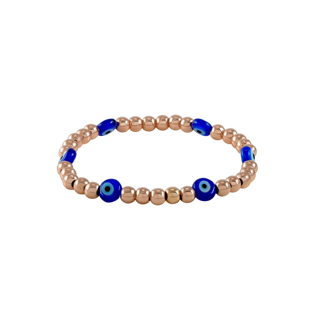 Baby blue & white multi eyes- gold bracelet