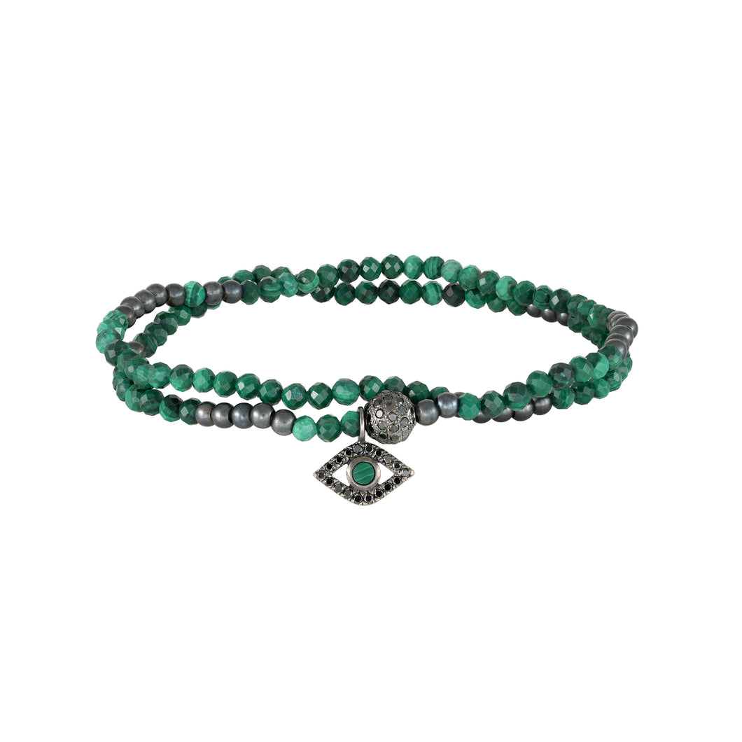 Tour Malachite Evil Eye-Silver