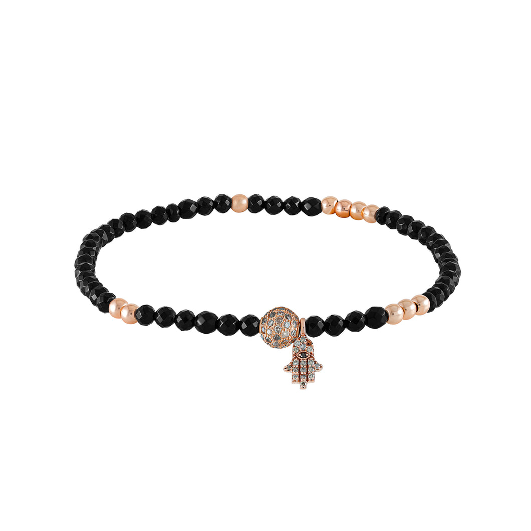 Mini Hamsa bracelet- Gold & Onyx