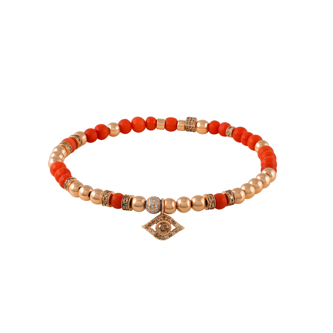 Mini Evil Eye _ Rose Gold & Coral