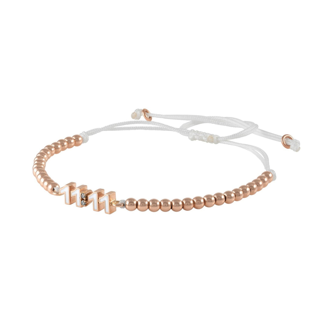 11:11 White enamel beads bracelet