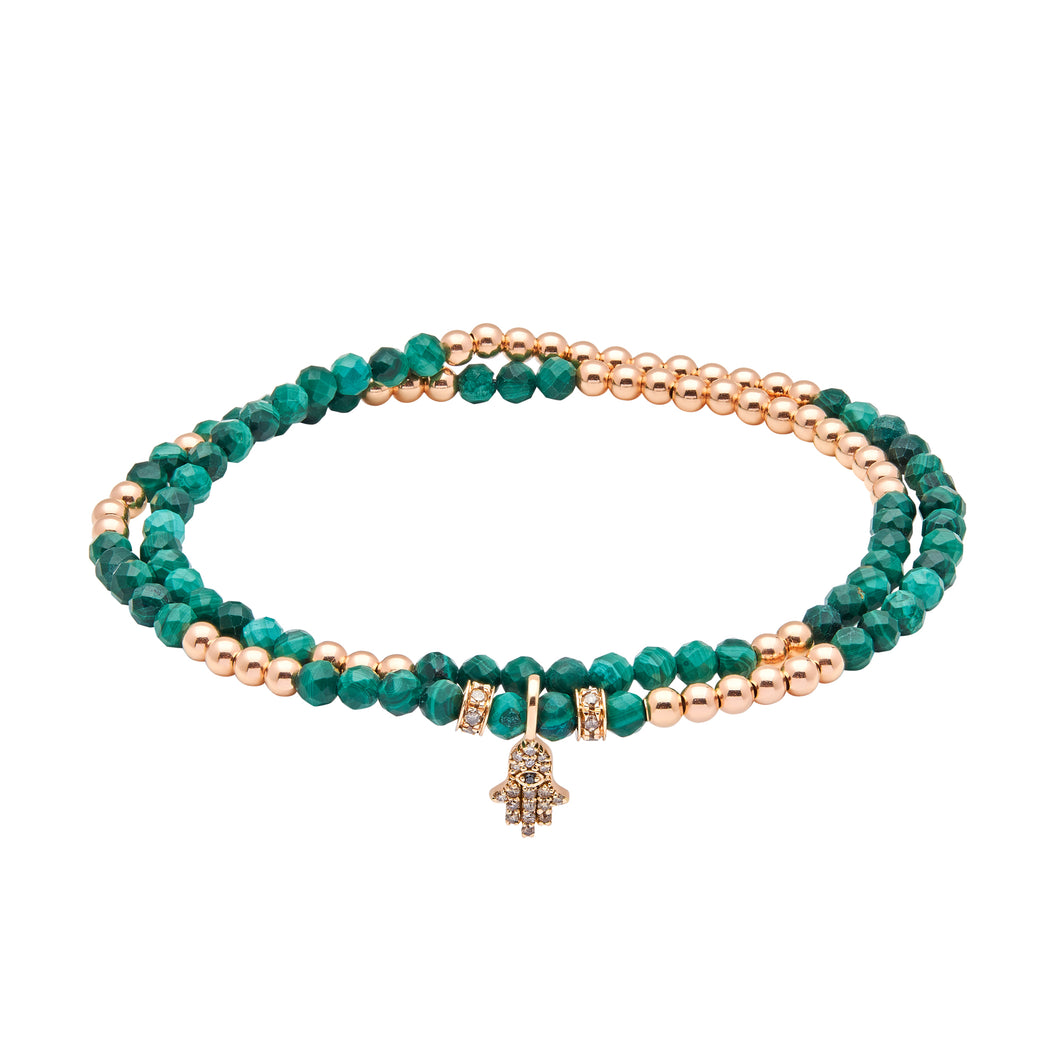 Mini Hamsa bracelet - Malachite