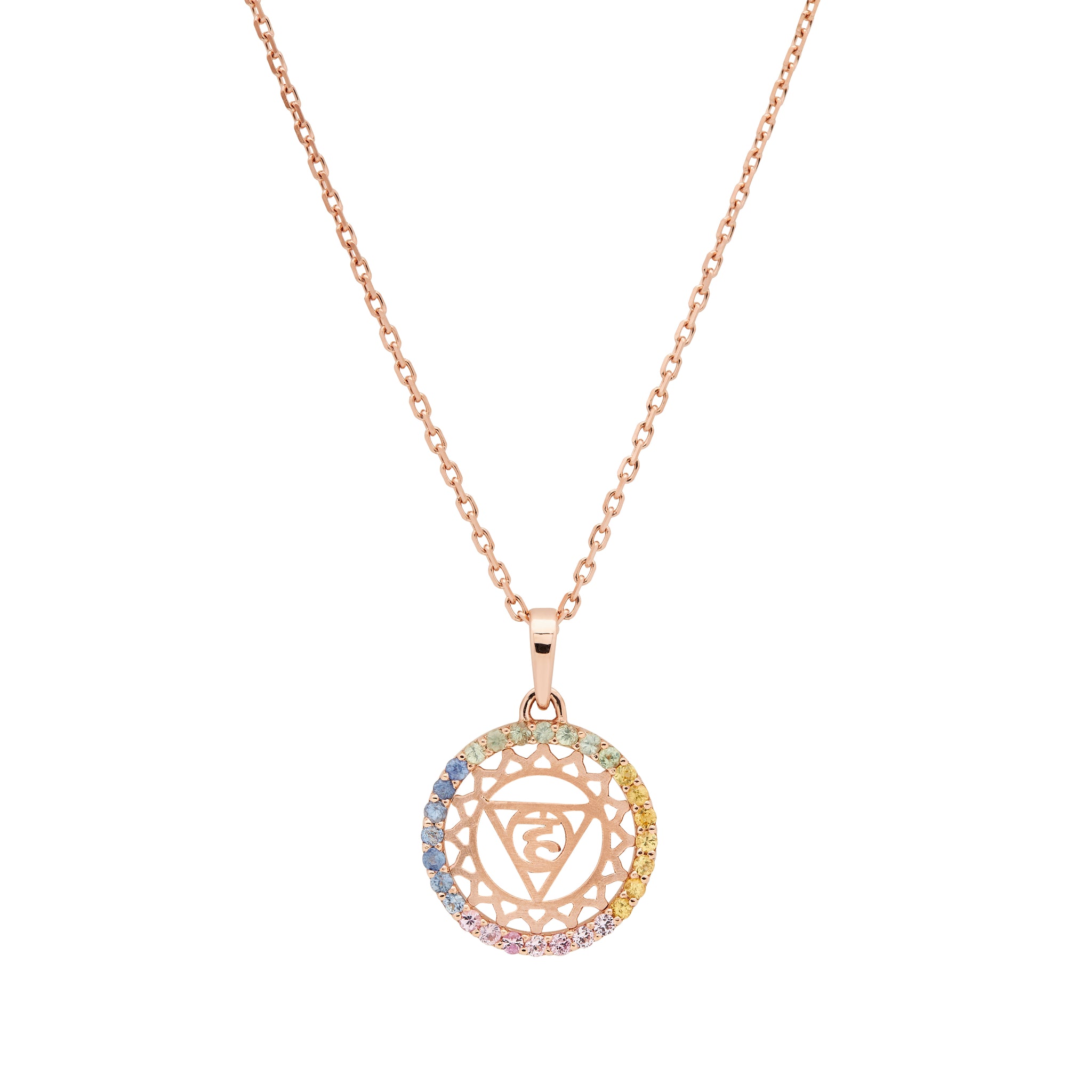 Rose gold chakra necklace clearance