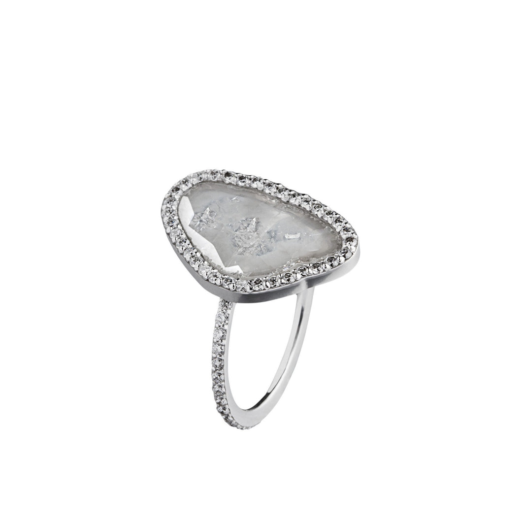 Flat Diamond Ring - All White