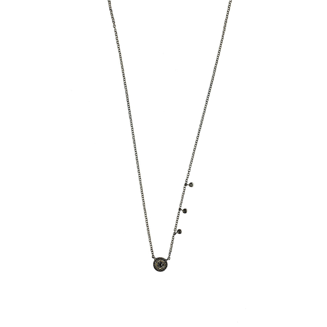 Mini round eye necklace - silver chain