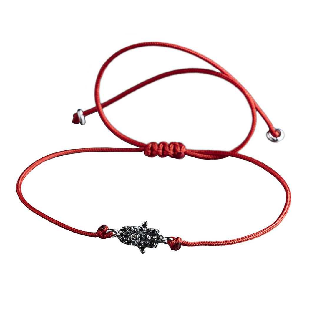 Mini hamsa Red bracelet - Silver