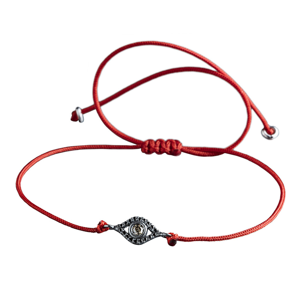 Mini Evil Eye Red Bracelet - Silver