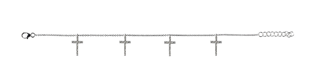Mini Crosses Bracelet - White Gold