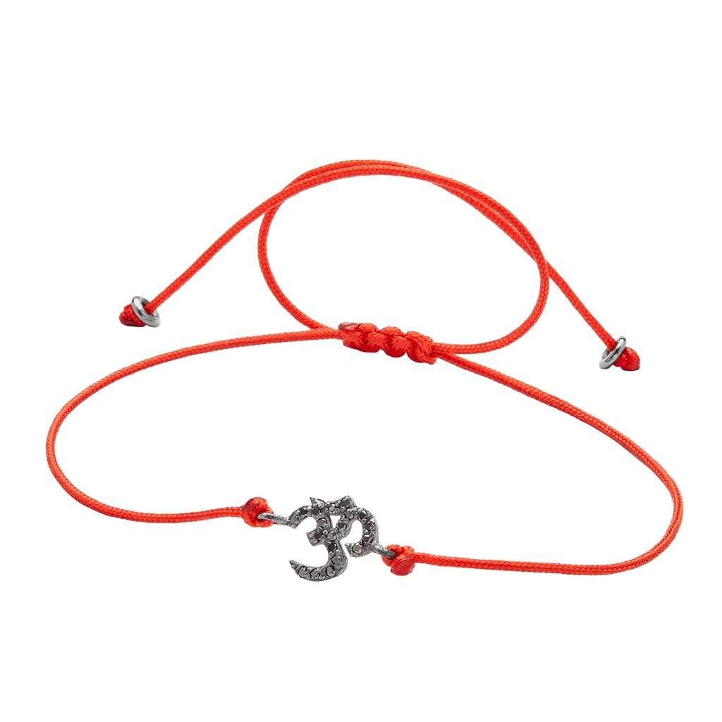 Mini Omm bracelet - Silver - Red Macrame