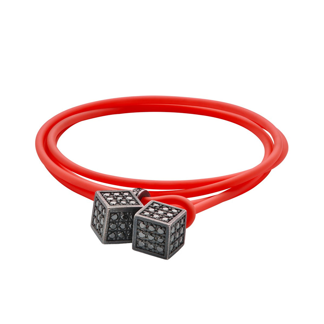 Dices - Silver & black - Red rubber