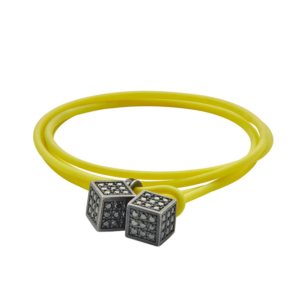 Dices - Silver & black - Yellow rubber