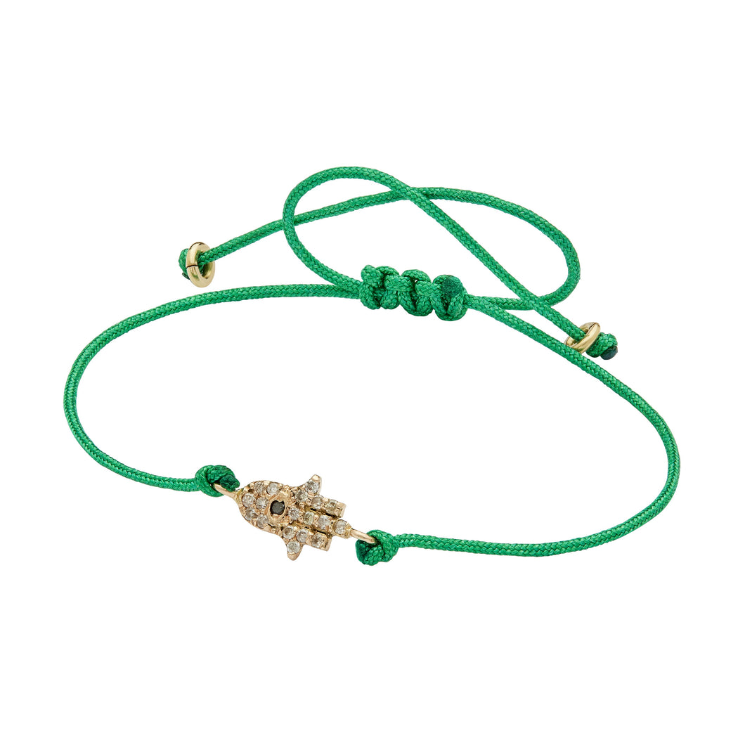 Mini hamsa Green bracelet - Rose Gold