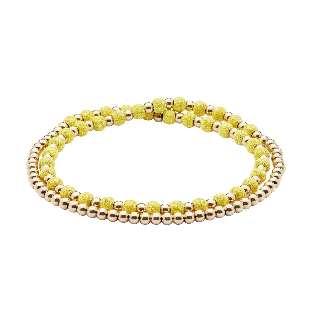 Double Tour Beads Bracelet - Rose Gold & Yellow silver