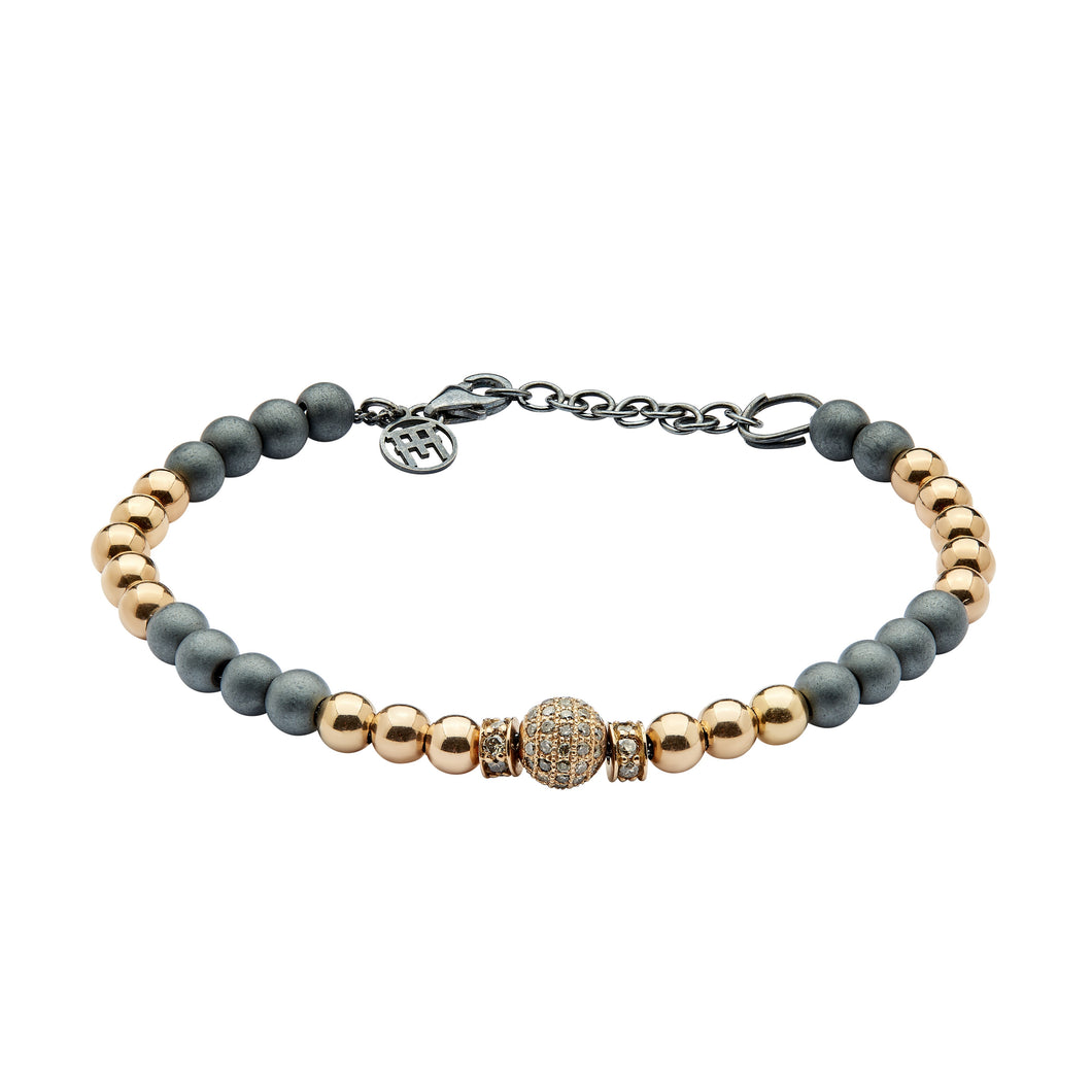 Single Tour Beads Bracelet - Rose Gold & Hematite