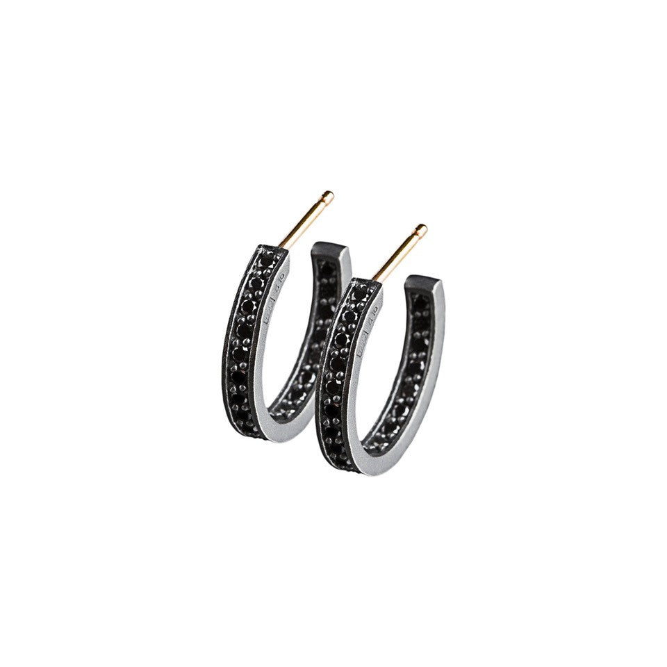Hoop earrings - silver & black