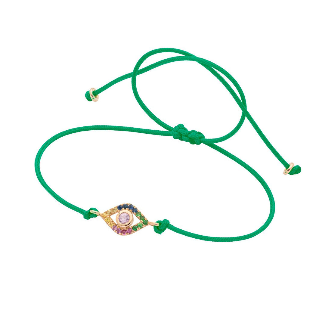 Mini Evil Eye Green Bracelet - Sapphires