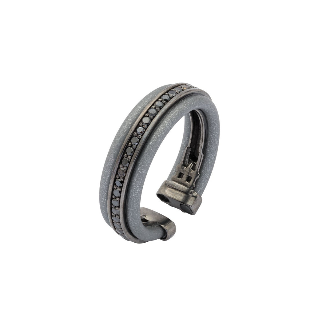 Protecting Silver Ring  - grey rubber