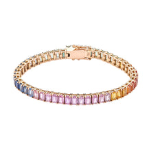 Load image into Gallery viewer, Emerald Cut Rainbow riviere bracelet
