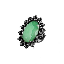 Load image into Gallery viewer, Hematite ring - silver &amp; black diamonds bezel
