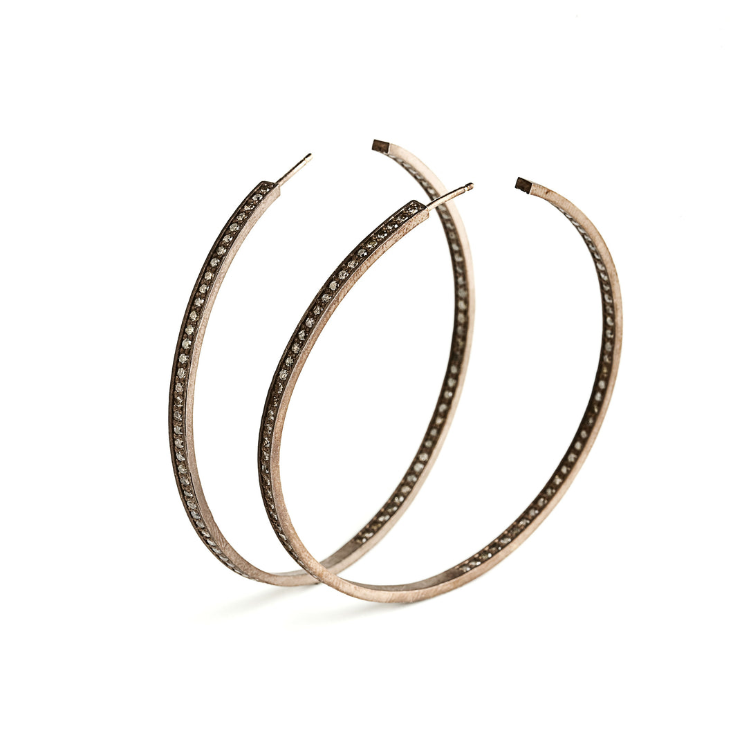 Large Hoop Earrings - Rose Gold & Brown