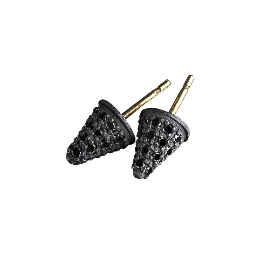 Spikes Earrings - Silver & Black